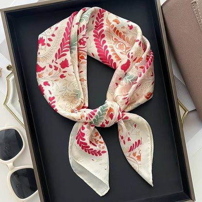Luxury Silk Square Scarf Soft Satin Horse Hairband Hijab Headband Shawl