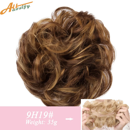Natural Curly Messy Bun Hair Wigs