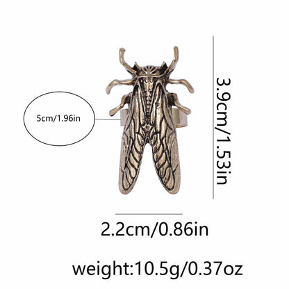 Retro Insect Opening Animal Beetle Cicada Punk Adjustable Ring