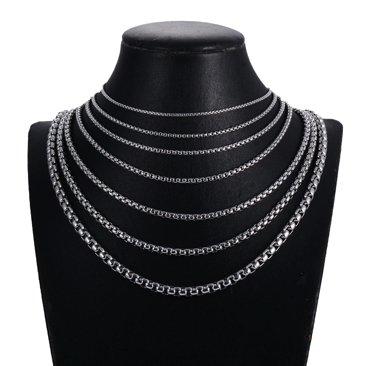 Stainless Steel Chain Round Box Necklace