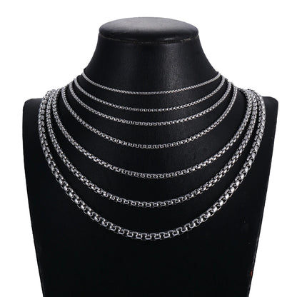 Stainless Steel Chain Round Box Necklace