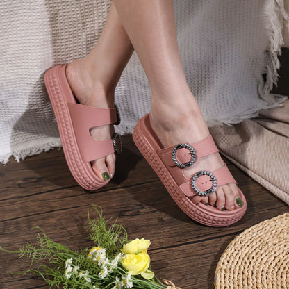 Thick Sole Adjustable Strap Slippers