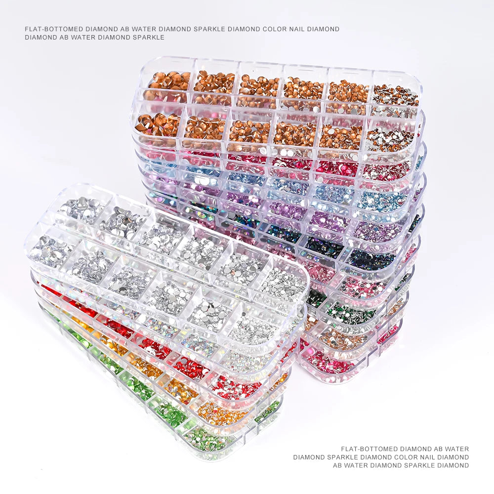 2400pcs+ Shiny Clear Crystal Gems Nail Rhinestones