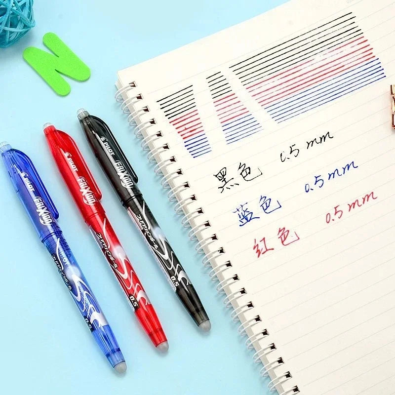 Pilot Erasable Gel Pen Magic Blue Black Red Ink 0.5mm Erasable Refill