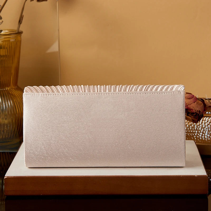 Satin clutch Small square Metal chain shoulder bag