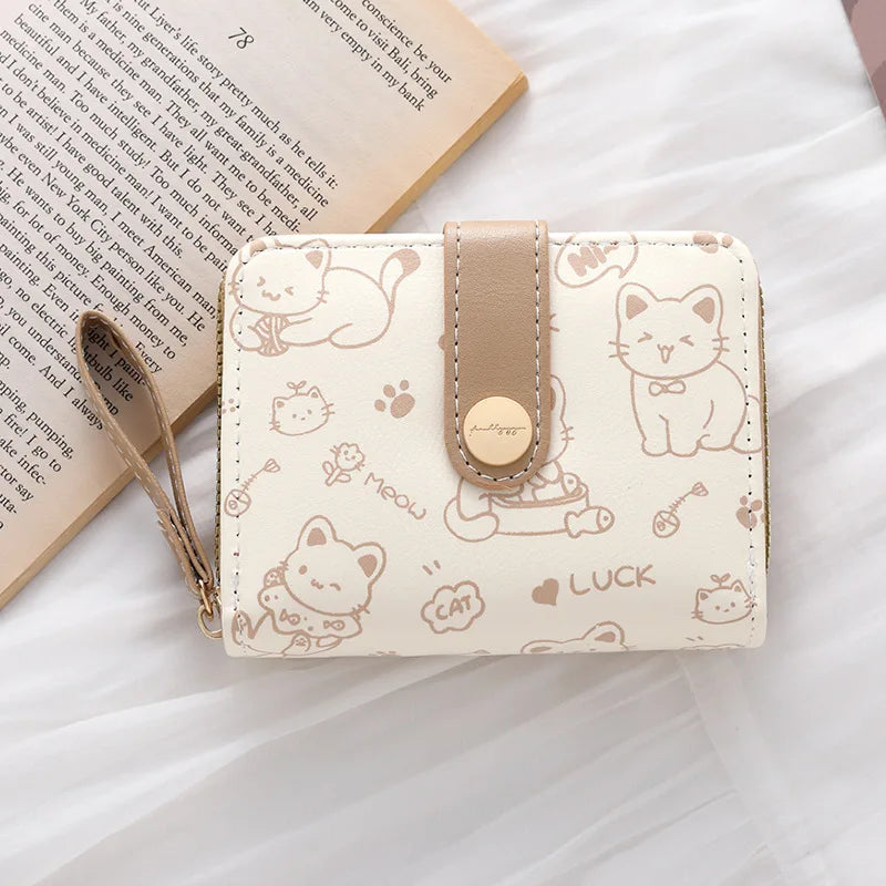 Cat Coin Short Wallet Leather Wallet