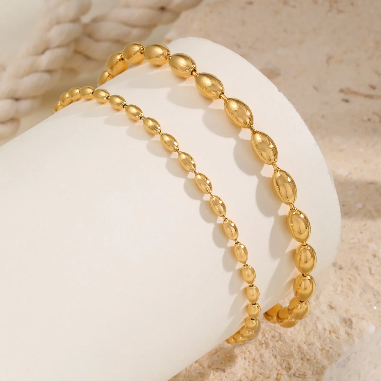 Chain Stainless Steel Ball Link Anklet On Leg