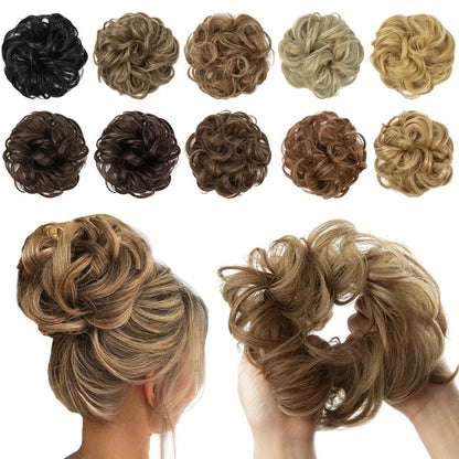 Natural Curly Messy Bun Hair Wigs