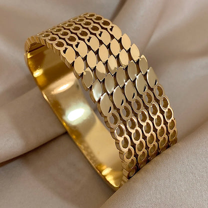 Multiple Vintage Inlaid Rhinestone Zircon Stainless Steel Wide Bangles Bracelets