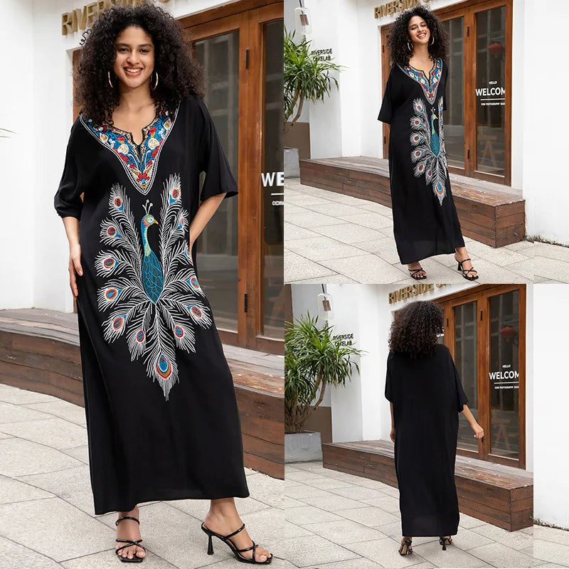 Swimsuit Cover Ups Short Sleeve Cover Up Kaftan Dresses