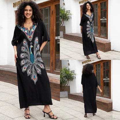 Swimsuit Cover Ups Short Sleeve Cover Up Kaftan Dresses