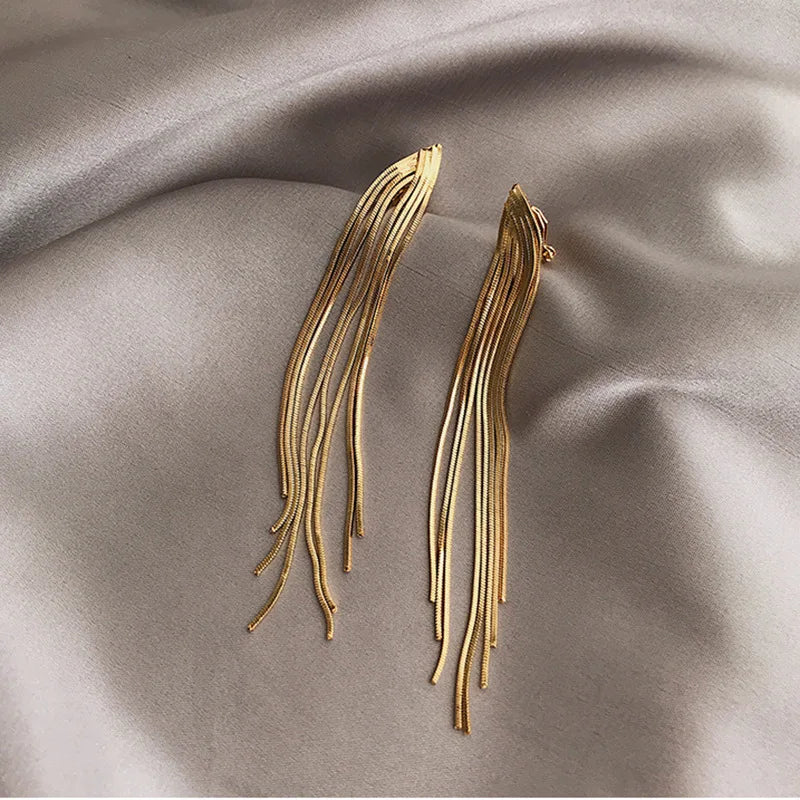 Long Tassel Clip on Bridal Earrings