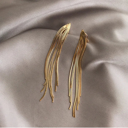 Long Tassel Clip on Bridal Earrings