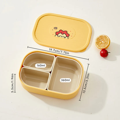 Outdoor Portable Sealed Divided Food Container 3 Grids Plastic Lunch Box