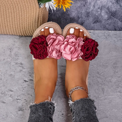 Large Flower Lightweight Non-Slip Flat Slippers