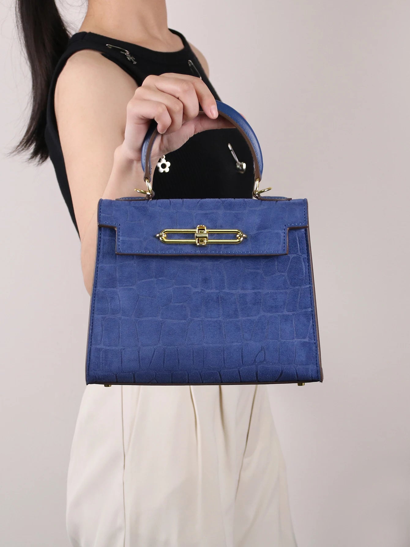 Frosted crocodile pattern high-end bag
