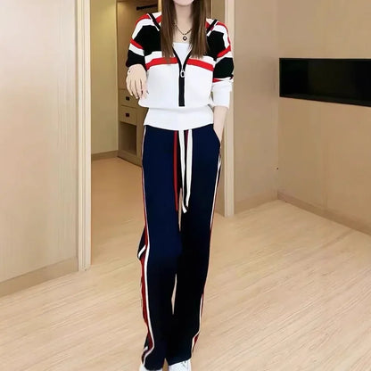 Cardigan Sweatshirt Loose Slimming Sport Set