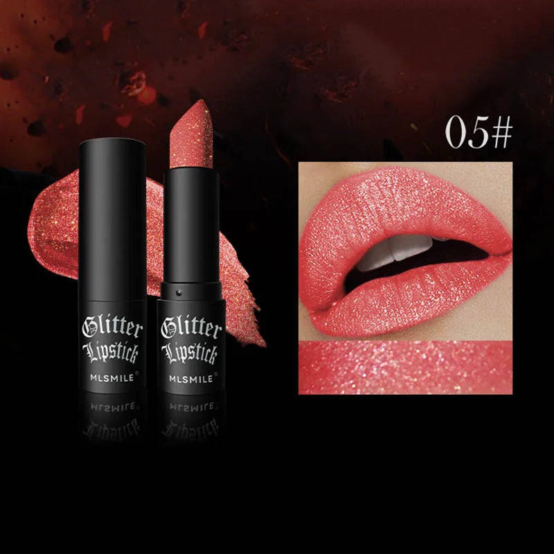 Glitter Lipstick Waterproof Diamond Pearlescent Metallic