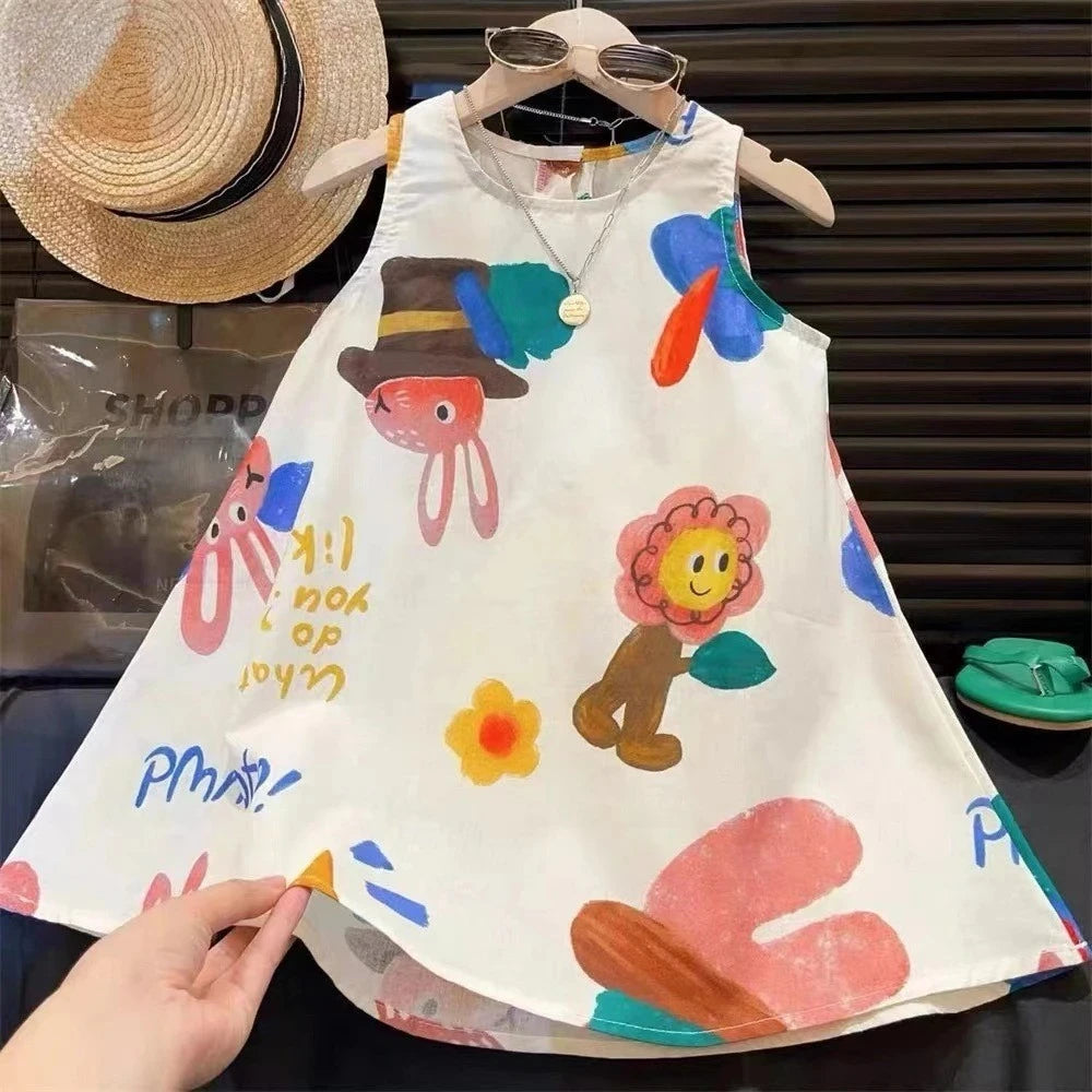 Cute Cartoon Sleeveless Dress