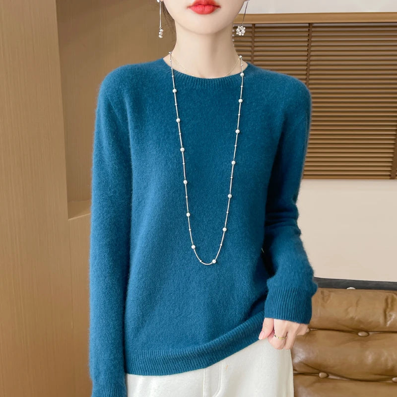 Wool Cashmere Pullover O-Neck Long Sleeve