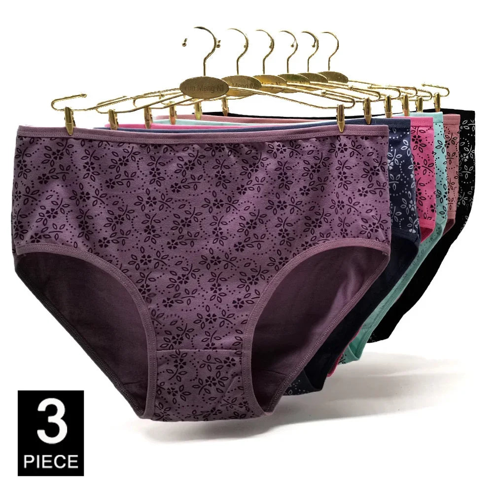 Cotton Underwear Plus Size Briefs Knickers Lady Lingerie 3 Pieces/Lot