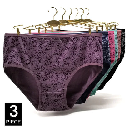 Cotton Underwear Plus Size Briefs Knickers Lady Lingerie 3 Pieces/Lot