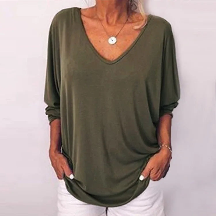 Plus Size Loose Three-Quarter Sleeve Shirt