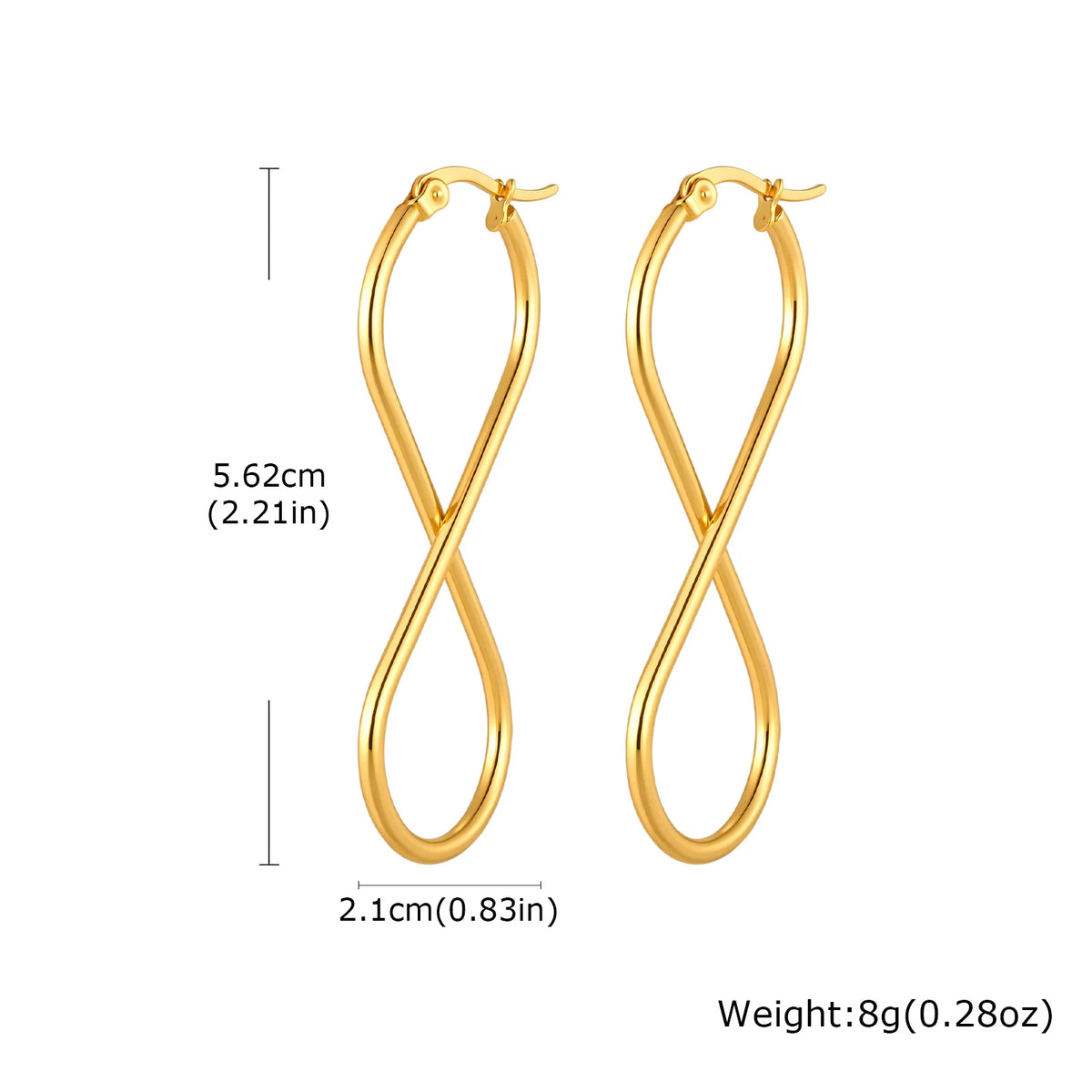 Twisted Infinity 18K Gold Plated Stainless Steel Trendy Minimalist Geometric Hoop Earrings
