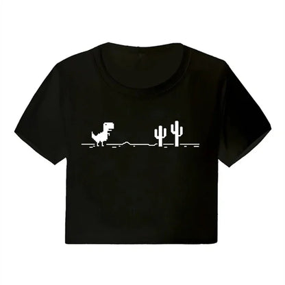 Casual Crop Tops Funny Graphic T-shirt