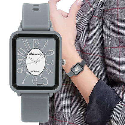 Minimalist Sports Square Figures Quartz Grey silicone tape Wristwatches