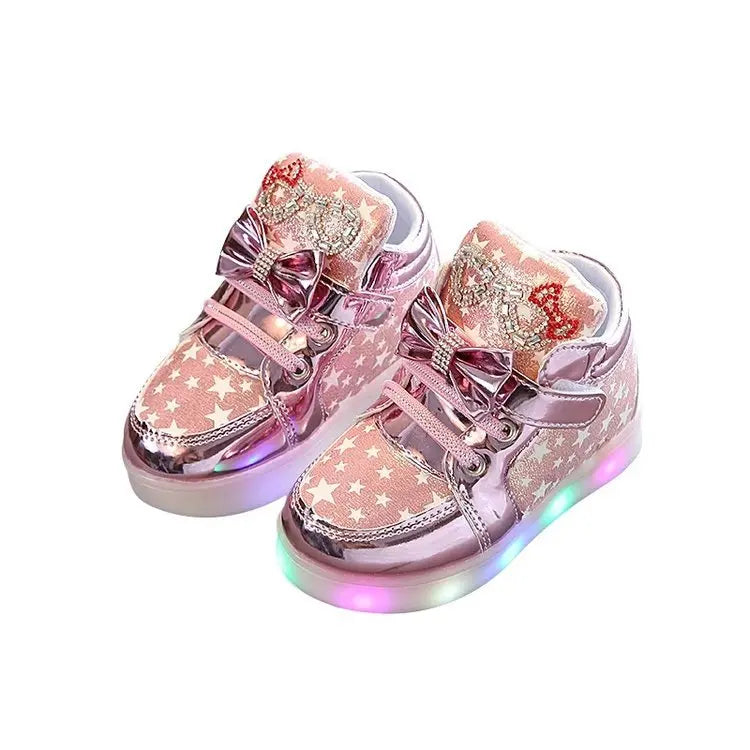 Kids LED Girls Flash Light-up Board Sneakers