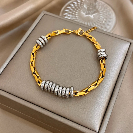 Chubby Hollow Circle Beads Geometric Chain Stainless Steel Bracelets