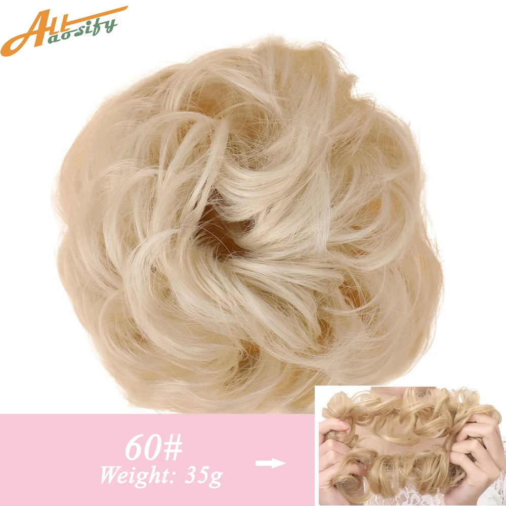 Natural Curly Messy Bun Hair Wigs