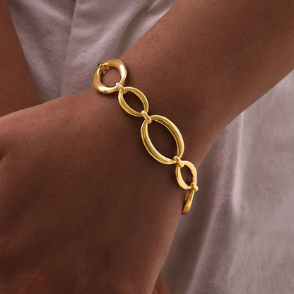 Distinctive Elliptical Hand-made Chain Stainless Steel Bracelets