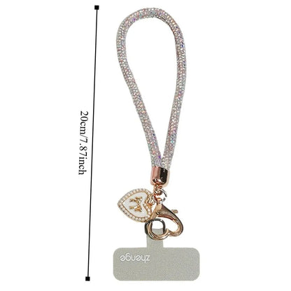 Hanging Cord Glitter Rhinestone Phone Lanyard Handheld Short Wrist Style Diamond
