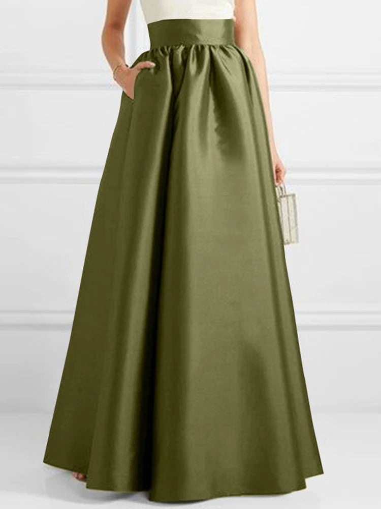 Satin Silk Black Maxi Long Skirts