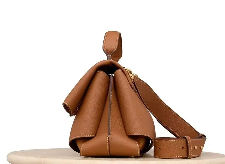 Leather pleated handbag