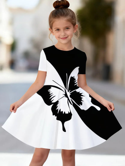 Beautiful Butterfly Printed Short Sleeve Dress
