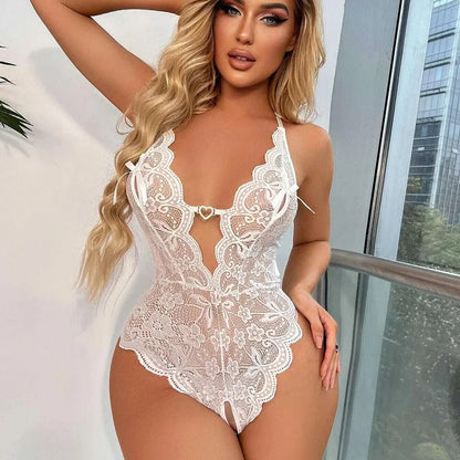 Fitting Transparent Lace Sexy V-neck Backless Lingerie