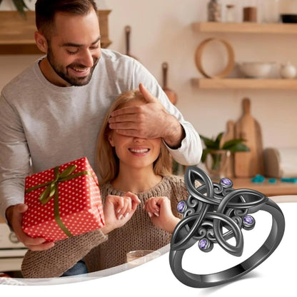 Black Witch Knot Rings 925 Silver Plating Mystical Purple Zircon Ring