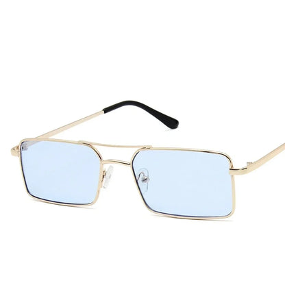 Square Alloy Metal Small Frame Double Bridge Sunglasses