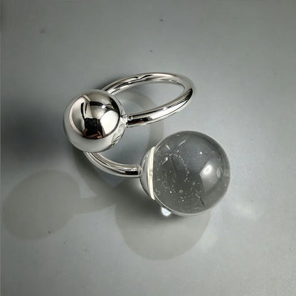 925 Sterling Silver Big Balls Finger Open Vintage Handmade Ring