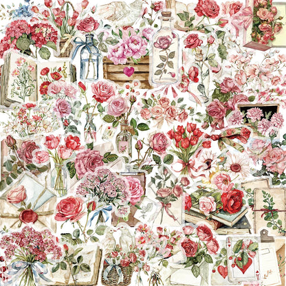 50pcs Floral Stickers Flower Natural Decorative Decals