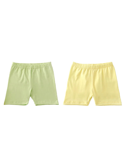2Pcs Summer Solid Color Kids Leggings Girls