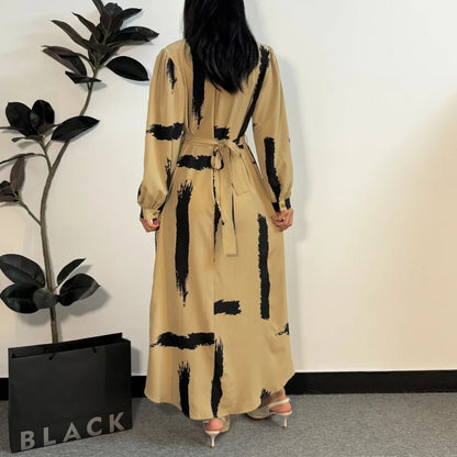 O-neck Full Sleeve A-line Casual Long Maxi Dresses Abaya