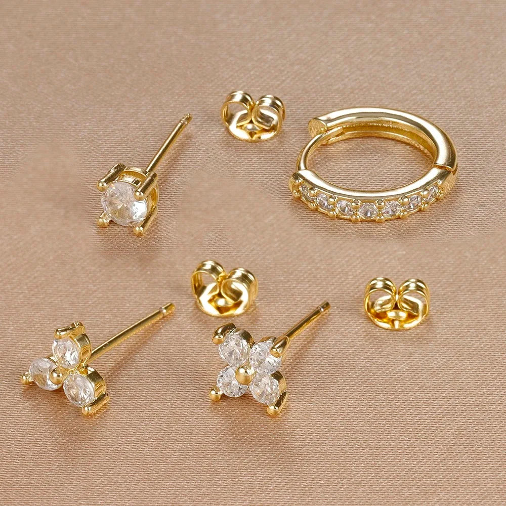 DANA 18K Gold Plated Flower Earrings Set