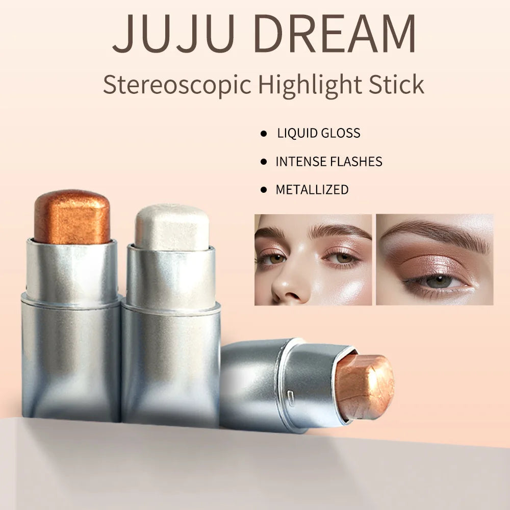 Glowy Highlighter Stick Shimmer Finish Waterproof, Long-Lasting, Easy Blend, Multi-Look, Face & Eye Contour, Skin-Friendly