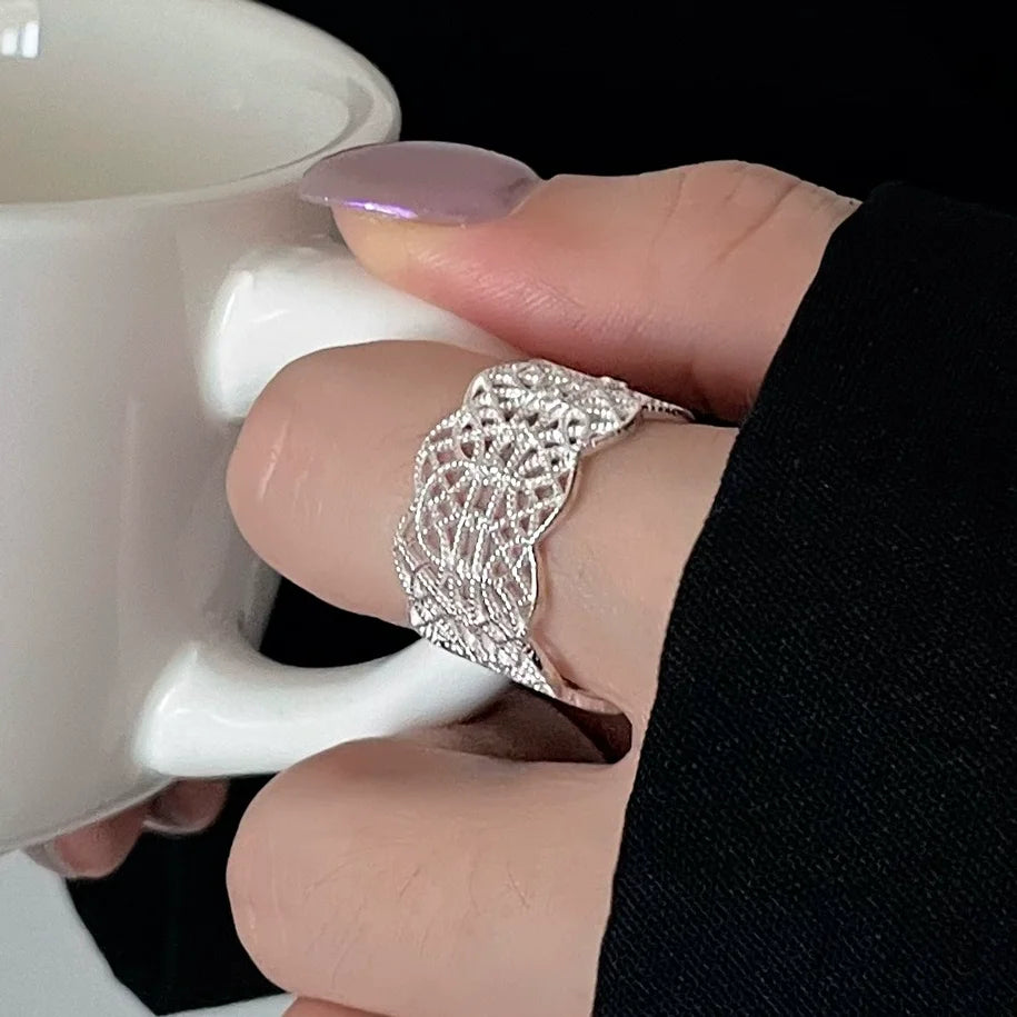 925 Sterling Silver Open Pearl Smile Stackable Finger Ring