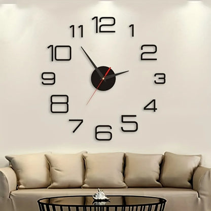 Large Wall Clock 3D DIY Quartz Acrylic Mirror Stickers Clocks