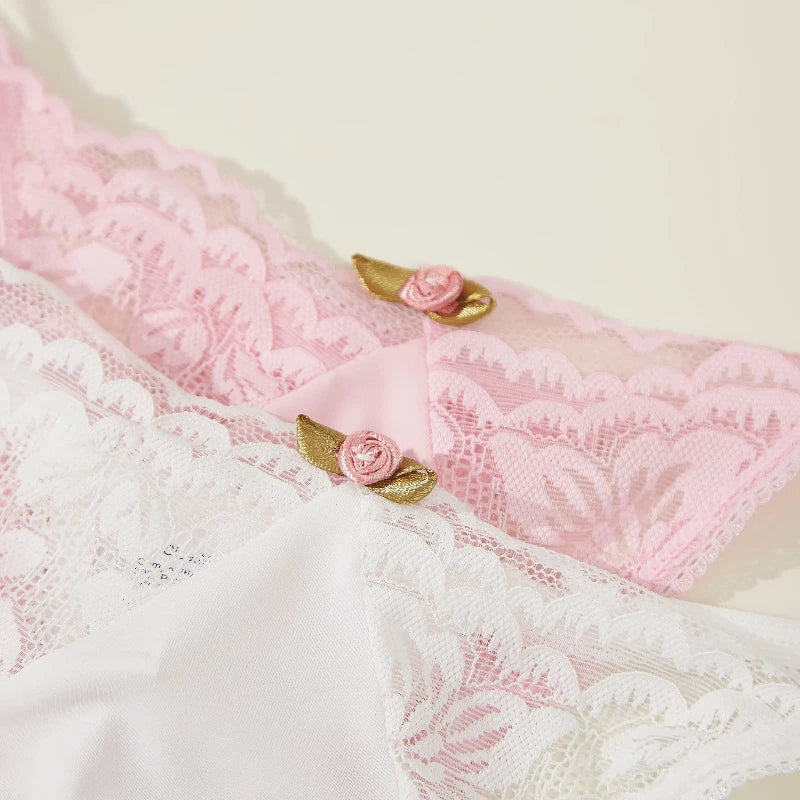 Sexy Low - Waist Thong Floral Embellishments Underwear